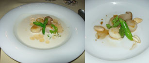 �gAjo blanco�h with scallops & boletus & asparagus �F �����A�A�[�����h�A�A�X�p������ɂ�ɂ��N���[���X�[�v